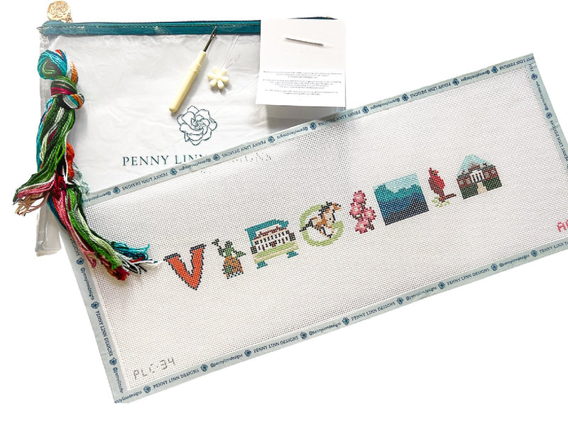 Virginia Hand Painted Needlepoint Canvas - Penny Linn Designs