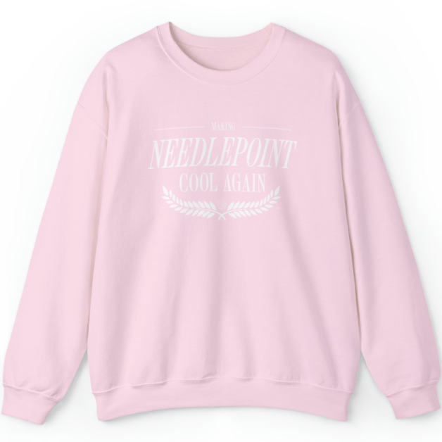 Making Needlepoint Cool Crewneck Sweatshirt