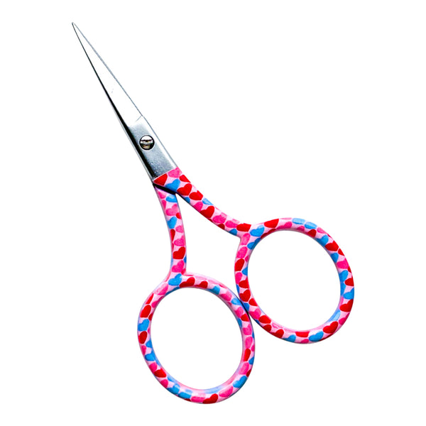 Red and Pink Hearts Embroidery Scissors