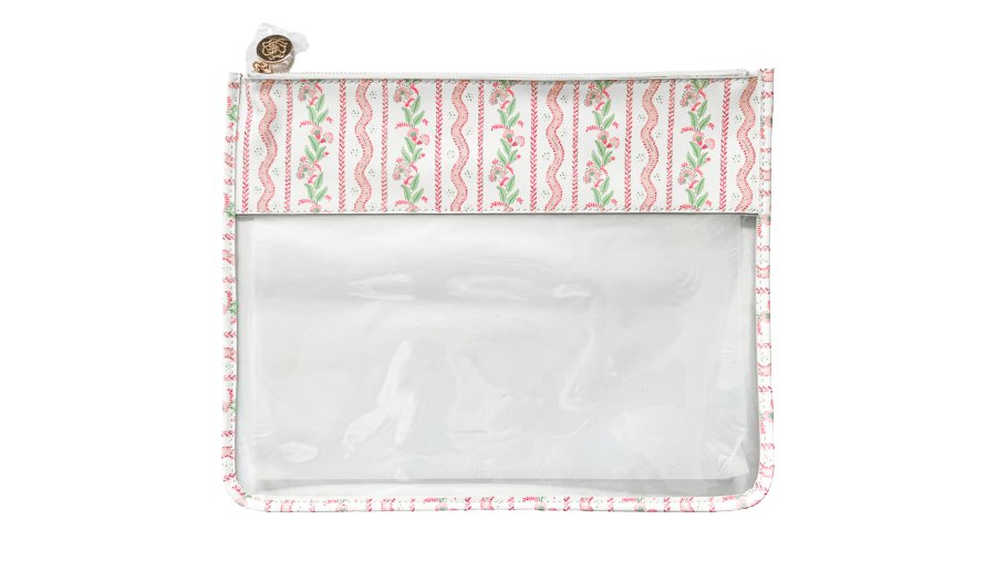 Large Emma Stripe CLEAR ZIP POUCH - Penny Linn Designs - Penny Linn Designs